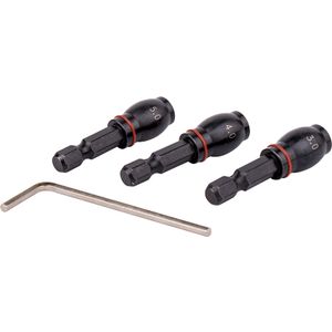 Drill Bit Adaptor Set 3pc 3.4.5mm Fem Rnd- Grub Screw Type 1/4'm Hex S
